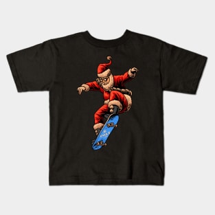 christmas skateboarding santa Kids T-Shirt